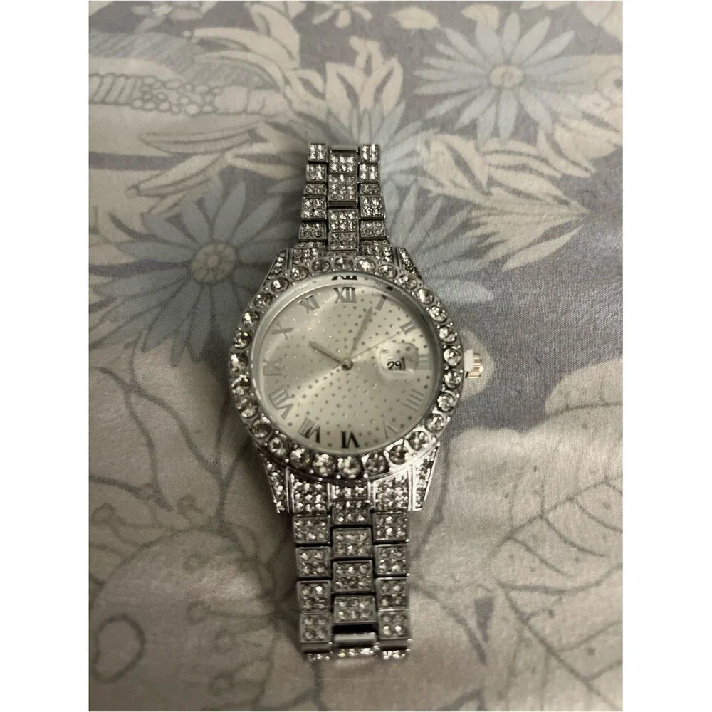 VVS Bustdown Simulated Diamond Watch Stainless Steel Iced Out Luxury Unisex